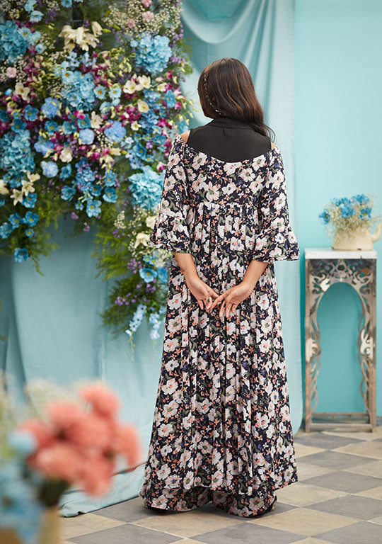 Night Floral Palazzo Jumpsuit Dress