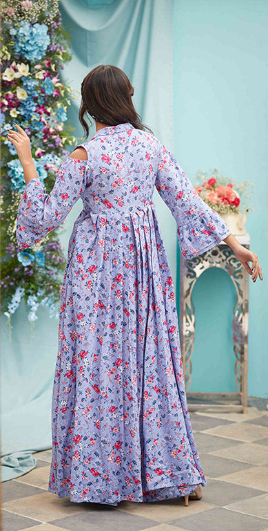 Lilac Purple Palazzo Saree Jumpsuit Dress