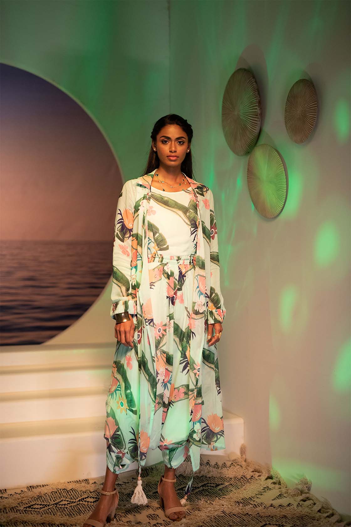 Pastel Coconut green Jumpsuit with overcoat
